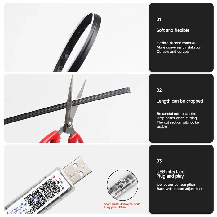 Usb Car Led Ambient Light 64 Colours 110Cm App Remote Control