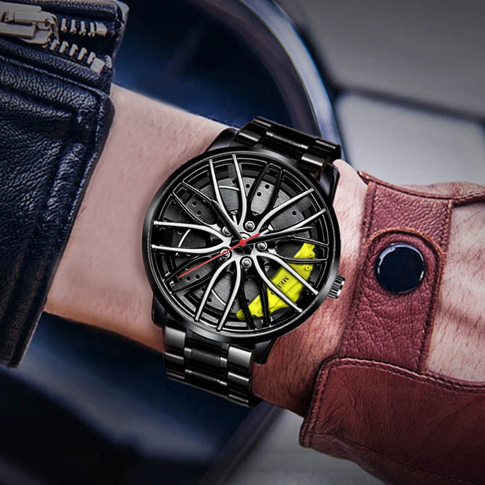 Stainless Steel Car Wheel Mens Watch
