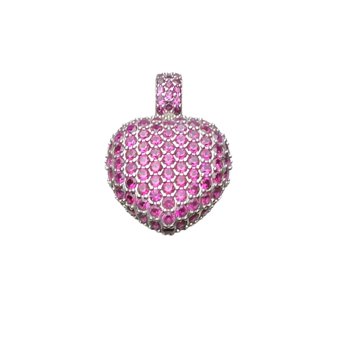 925 Sterling Silver Romantic Red Cz Heart Pendant European Style Jewelry For Women