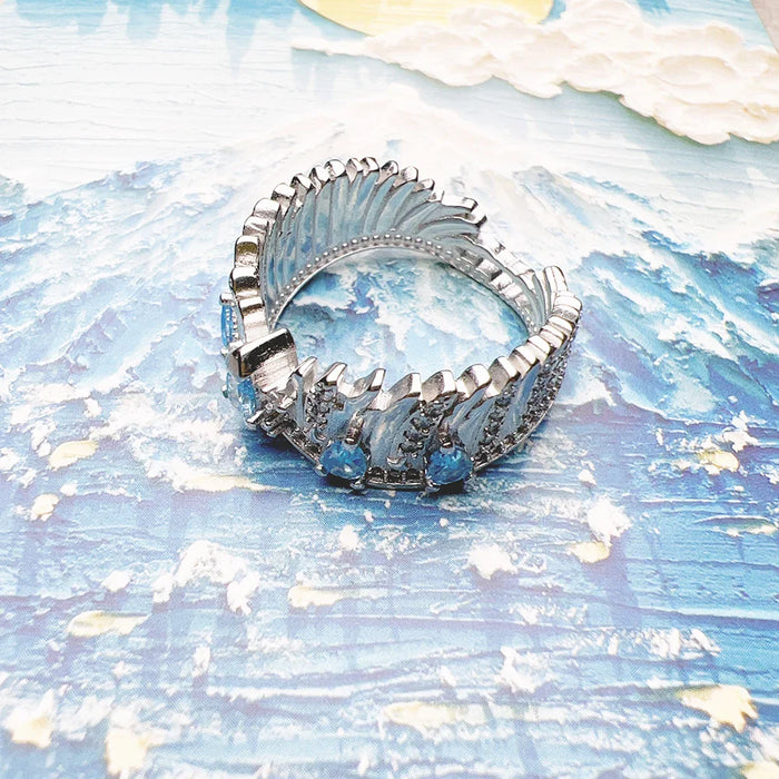925 Sterling Silver Blue Stone Phoenix Wing Ring