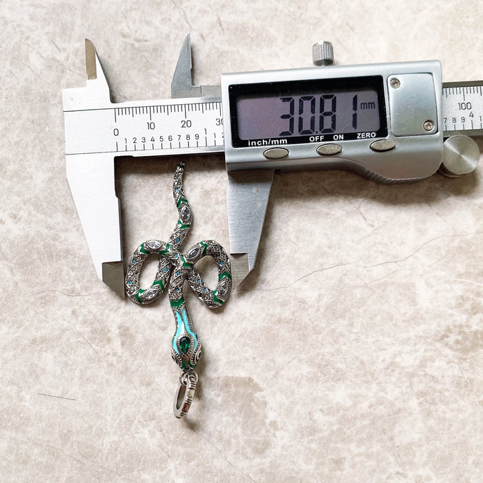 925 Sterling Silver Green Snake Spring Pendant Bohemian Gift For Women