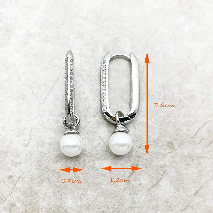925 Sterling Silver Romantic Gift Hoop Earrings With Pearls For Women