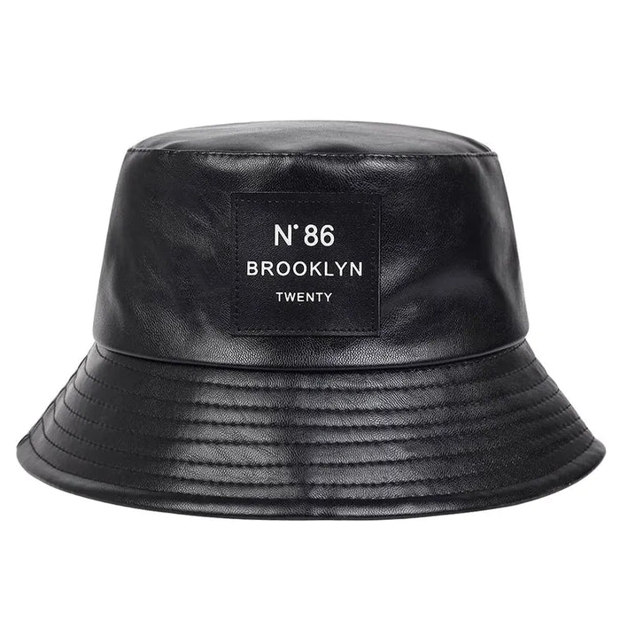 Stylish Unisex Pu Leather Bucket Hat For Outdoor Sun Protection