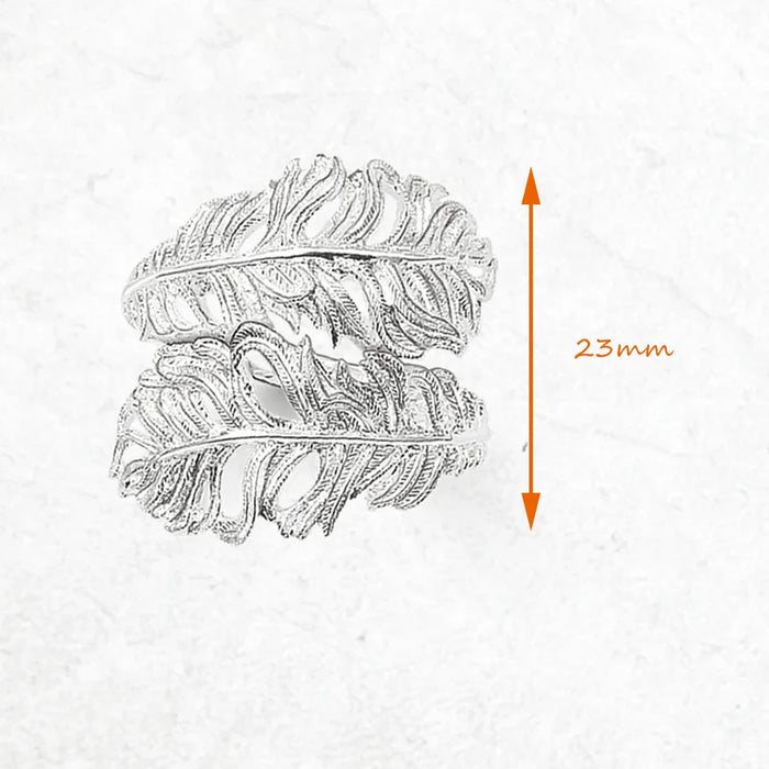 925 Sterling Silver Feather Ring Europe Style Fine Jewelry For Women