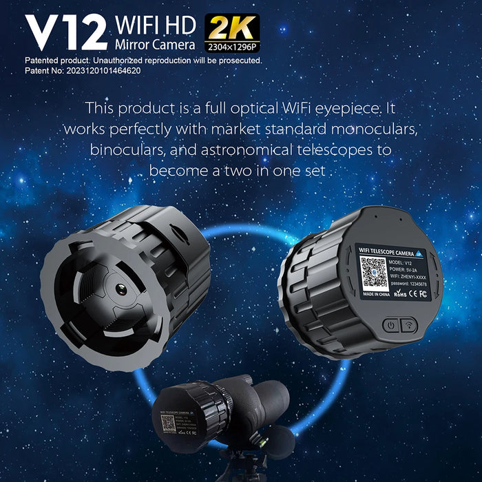 2K 4Mp Mirror Camera Wifi Electronic Optical Eyepiece Telescope Camera 25Mm-50Mm Optical Telescopes Camera For Astrophotography