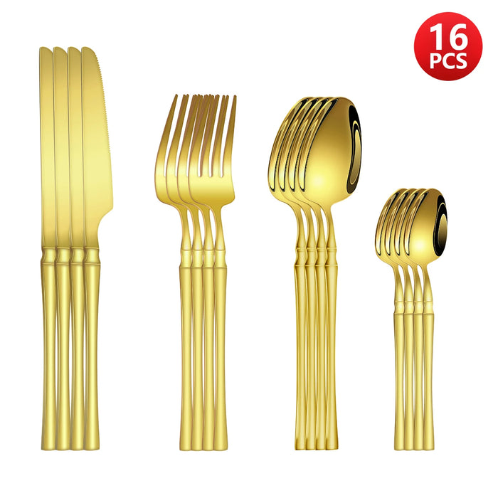 4 / 6 / 16 / 24 Piece Stainless Steel Cutlery Set Gold Kitchen Utensils