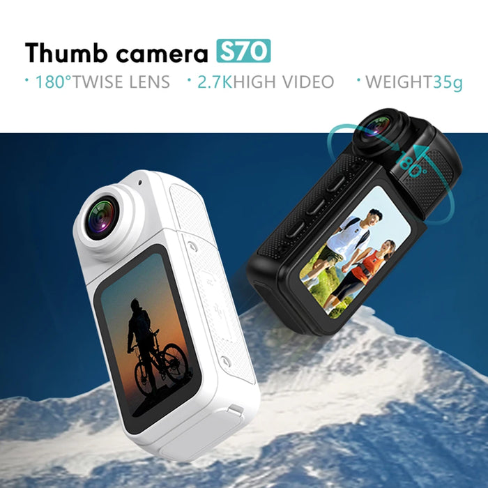 S70 Thumb Camera 180° Rotate Wifi Sport Dv Cycling Recorder Action Camera 2.7K / 1080P Magnetic Attraction For Outdoor Camera