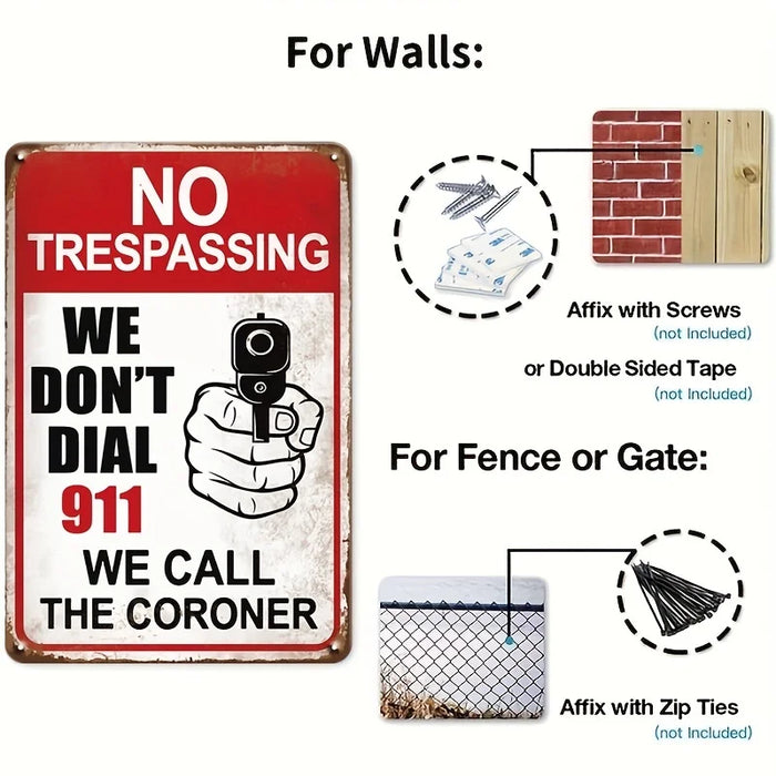 Retro Area 51 No Trespassing Metal Sign Set 4Pcs