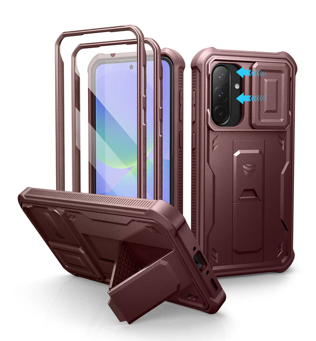 For Samsung Galaxy A36-5G Heavy Duty Military Grade Protection Shockproof Holder With Bulit-In Magnetic Slide Camera Case