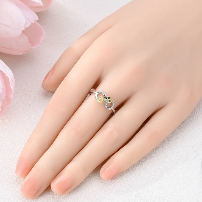 925 Sterling Silver Sunflower Ring Simple & Elegant Eternity Band For Women