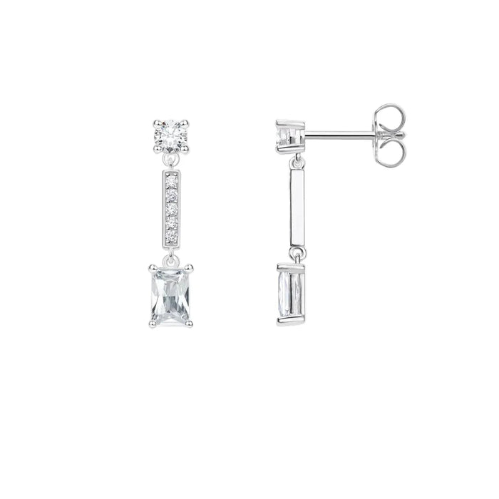 925 Sterling Silver Angular Stone Ear Studs Modern Design For Women