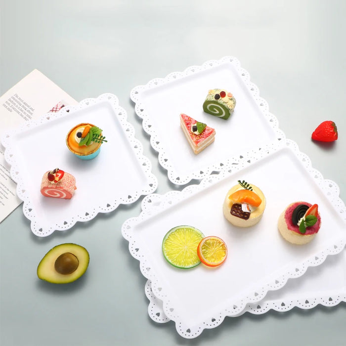 Reusable Pp Square / Rectangular Dessert Plates For Events