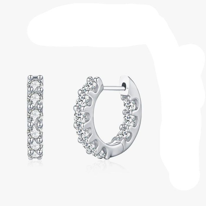 925 Sterling Silver Round Moissanite Hoop Earrings For Womensimple And Elegant Party Jewelry