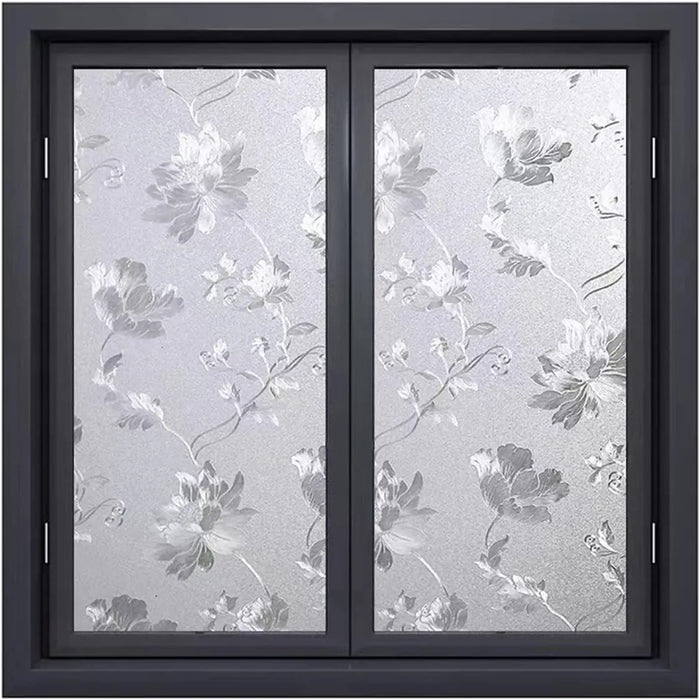 Frosted 3D Flower Window Film - Non-Adhesive Uv Protection For Home Bathroom Office