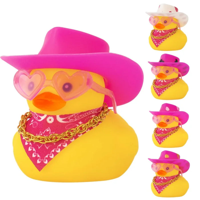 Yellow Cowboy Duck Car Ornaments With Hat And Sunglasses