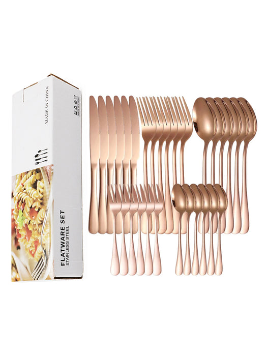 30 Piece Colourful Stainless Steel Cutlery Set For Home Kitchen