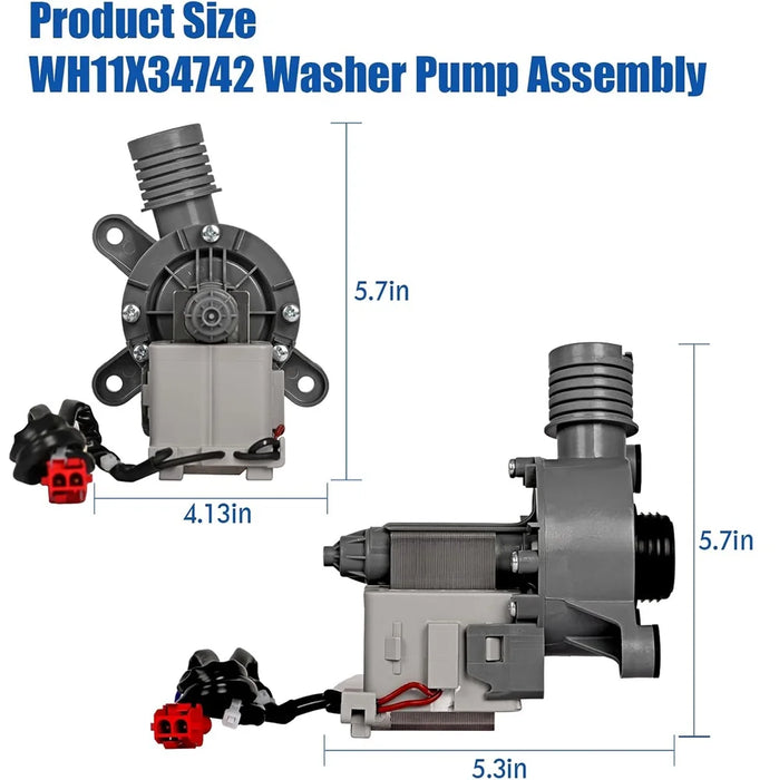 Wh11X34742 Washer Pump Assembly For Frigidaire 11001011000071 5304511363 Fftw4120Sw Washing Machine Drain Pump Motor