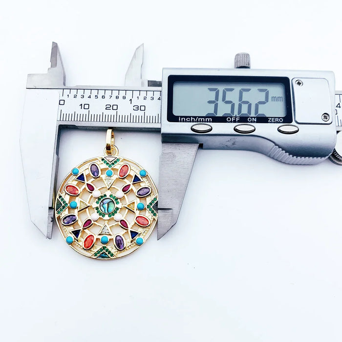 925 Sterling Silver Golden Colourful Amulet Pendant Jewelry For Women