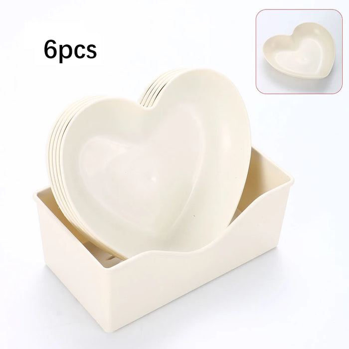 6 Piece Heart Shaped Plate Storage Box For Snacks And Dried Fruit