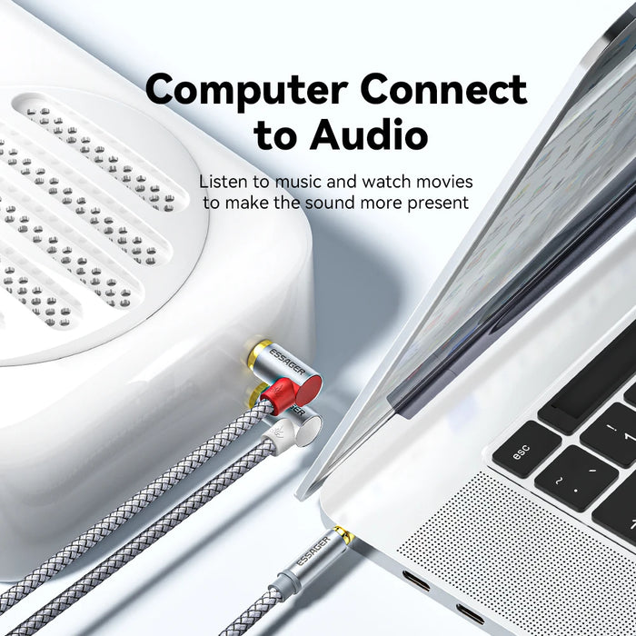 90° Rca Cable Jack 3.5 To Rca Audio Cable 3.5Mm Jack To 2Rca Male Splitter Aux Cord For Tv Pc Amplifier Dvd Speaker Wire