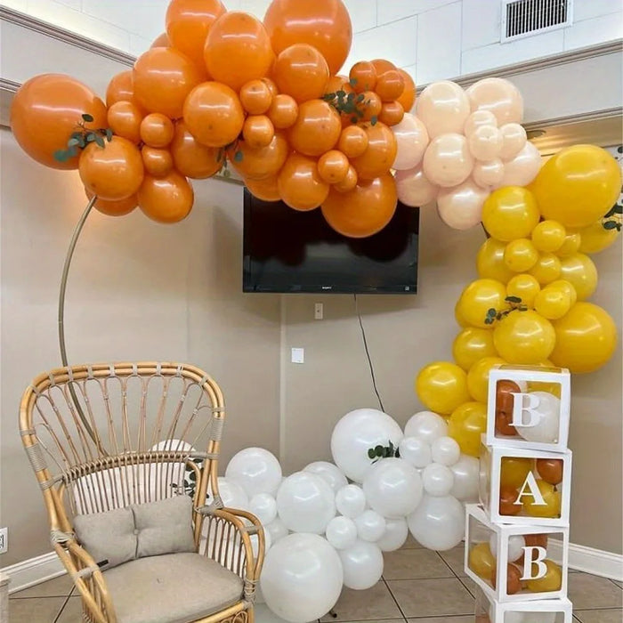 136Pcs Retro Nude Orange Yellow Balloon Set Sunshine Theme Birthday Brilliant Party Anniversary Party Wedding Decoration