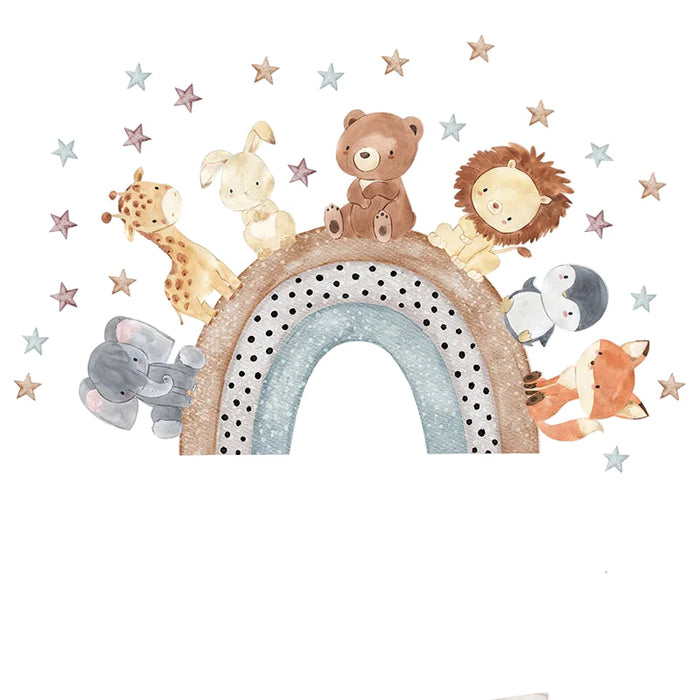 Colourful Animal Rainbow Wall Decals For Kids Room