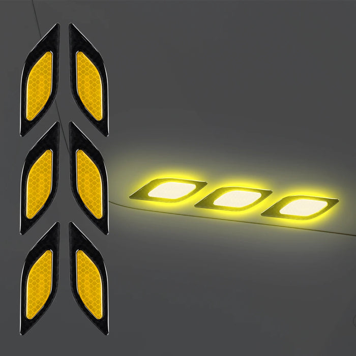 6Pcs Reflective Carbon Fiber Sticker For Car Safety