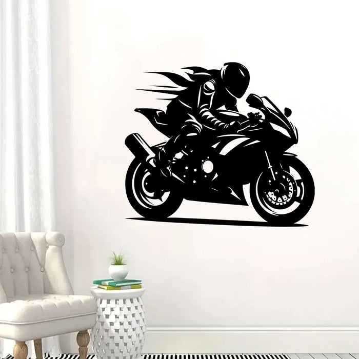 Motorcycle Rider Silhouette Wall Stickers For Room Decor