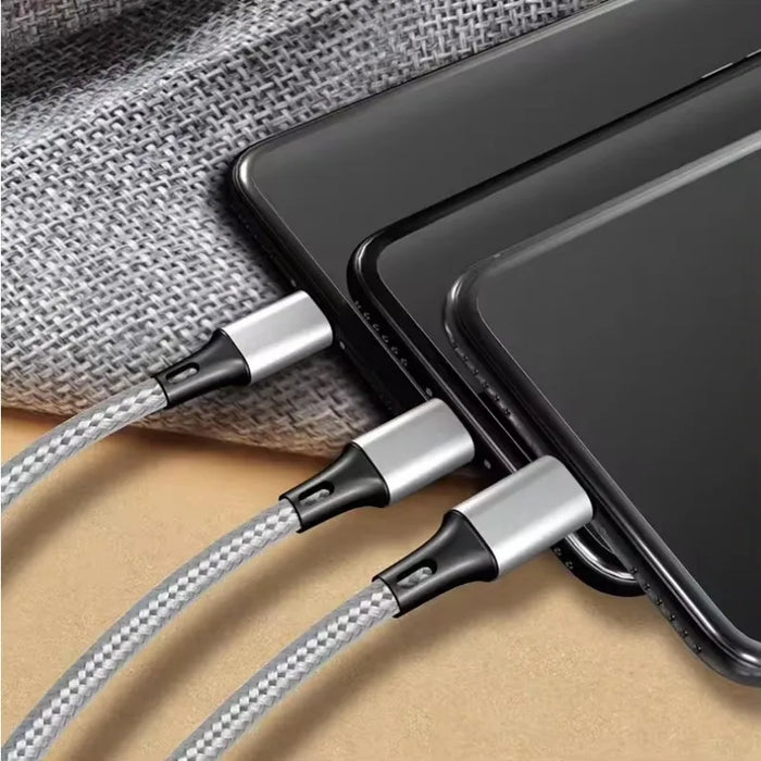 3 In 1 Nylon Braided 1.2M Fast Charging Cable