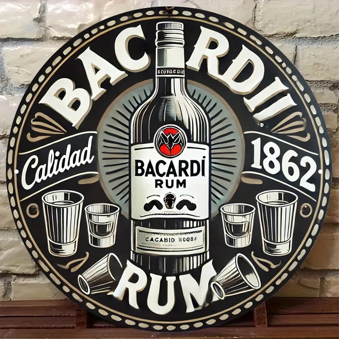 Vintage-Style 2D Aluminum Sign Bacardi Rum Design Durable Metal