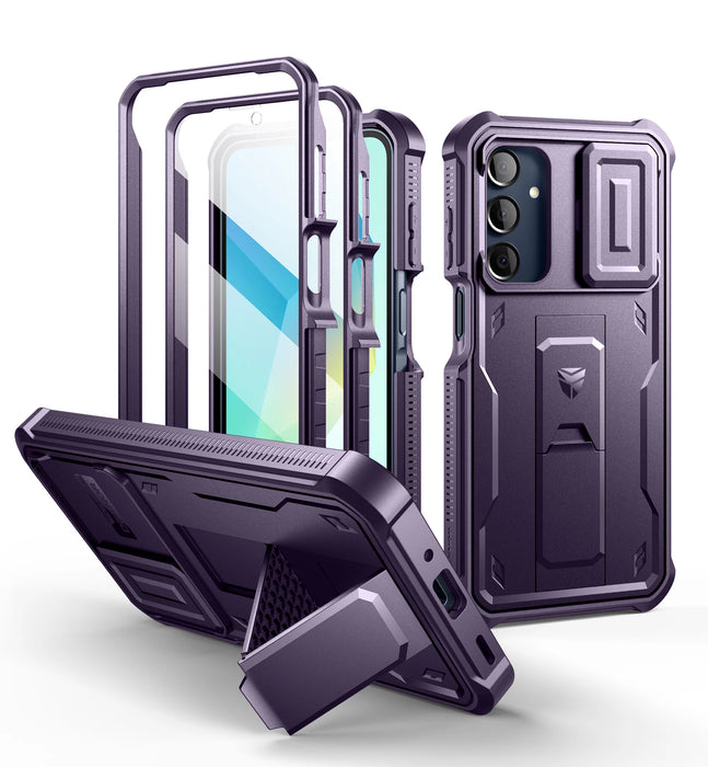 For Samsung Galaxy A16-5G Heavy Duty Military Grade Protection Shockproof Case With Bulit-In Magnetic Slide Camera Case