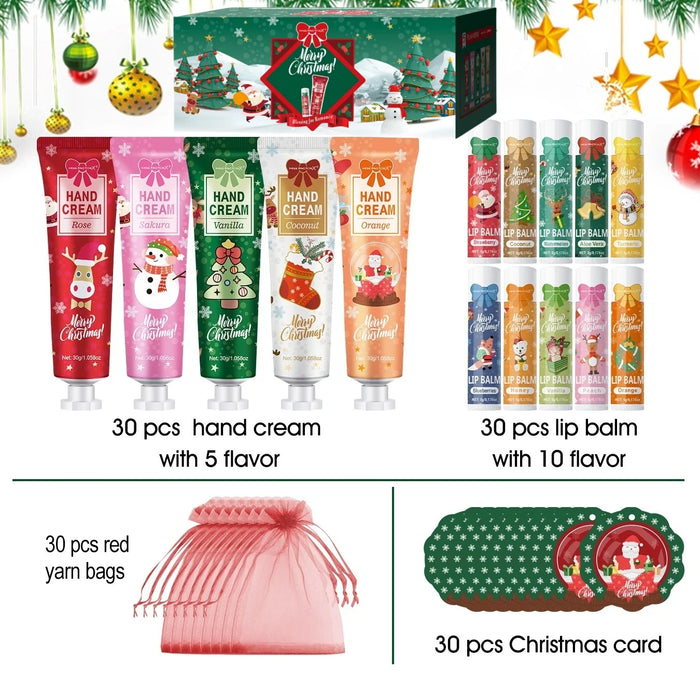 120 Piece Christmas Gift Set Lip Balm Hand Cream Cards Gauze Bags