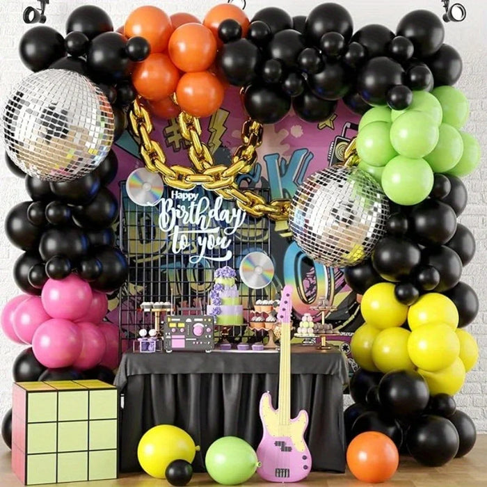140 Pcs Black Orange Balloon Arch Kit With Disco Aluminum Film Balloon For Birthday Parties Weddings Graduation Ceremony Etc