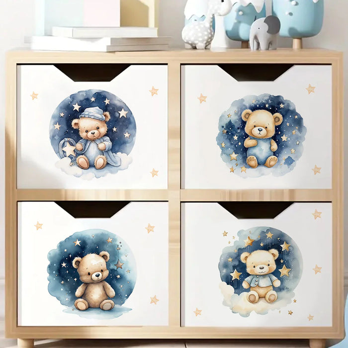 4 Piece Sleepy Bear Wall Decals For Kids Room Decor