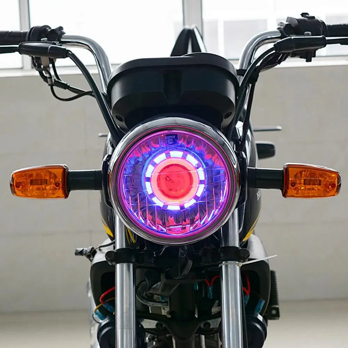 Motorcycle Dual Led Angel Devil Eyes Headlight High / Low Beam Strobe Spotlight