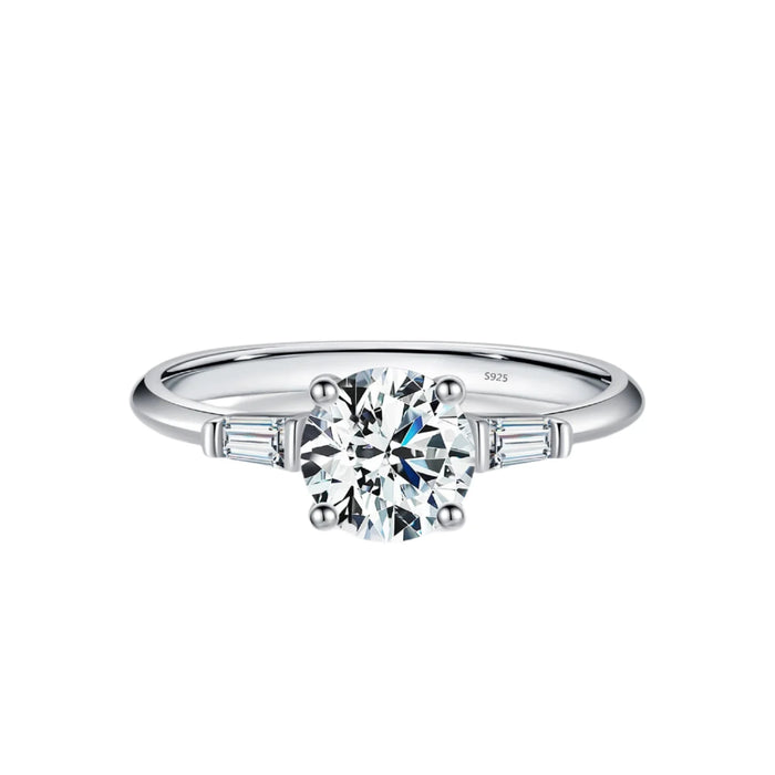 925 Sterling Silver 1.0Ct Round Moissanite D Colour Wedding Ring