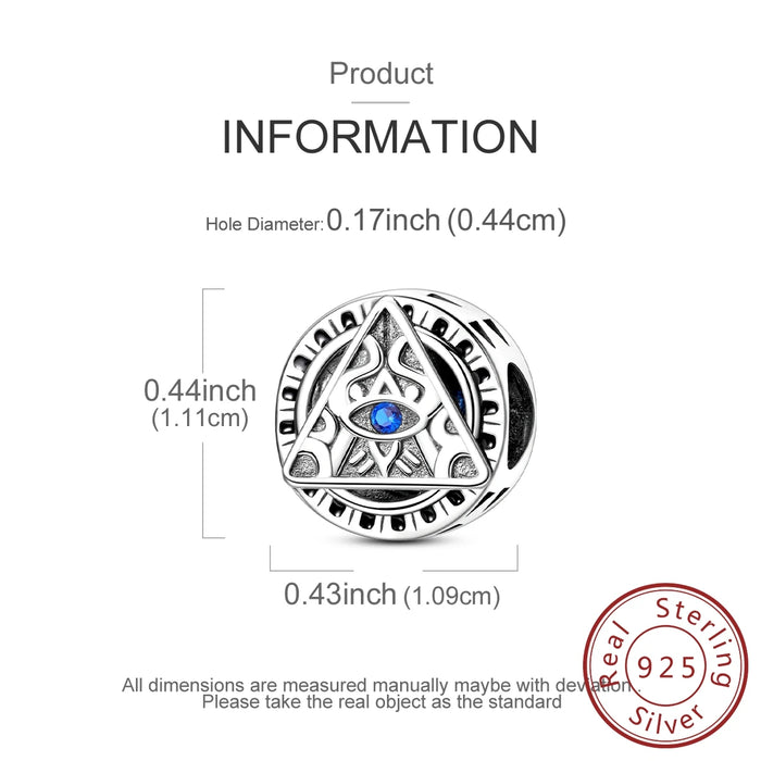 925 Sterling Silver Pyramid & Eye Charms Fits Bracelets & Necklaces Diy Women Jewelry