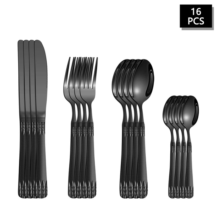 4 / 16 / 24 Piece Stainless Steel Cutlery Set With Wheat Ear Handle