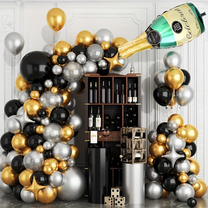 139Pcs Balloon Wreath Arch Set Champagne Bottle Foil Set For Birthday Anniversary Quinceanera Ball Decoration