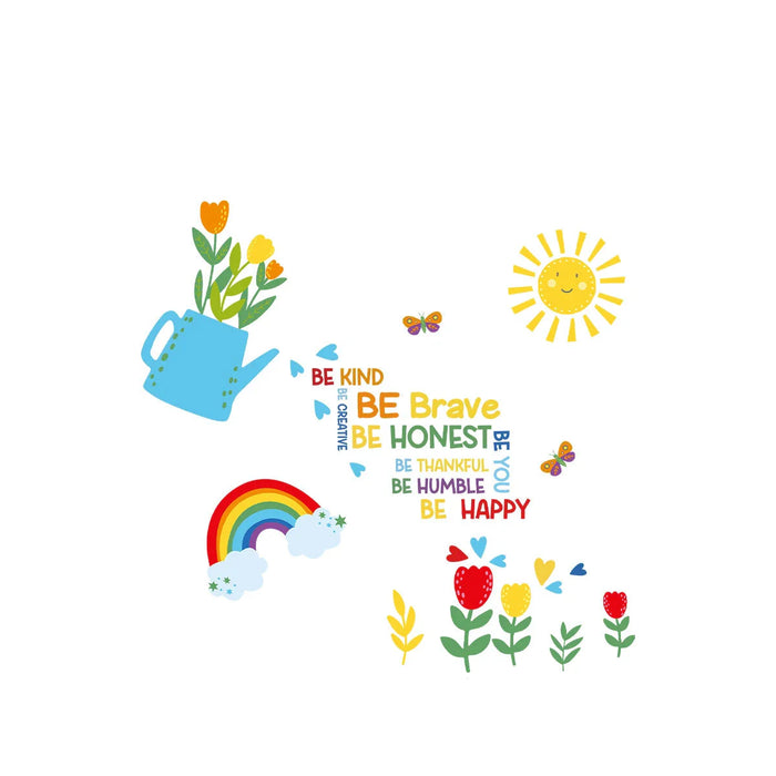 Cartoon Flower Watering Wall Stickers For Kids Room Decor