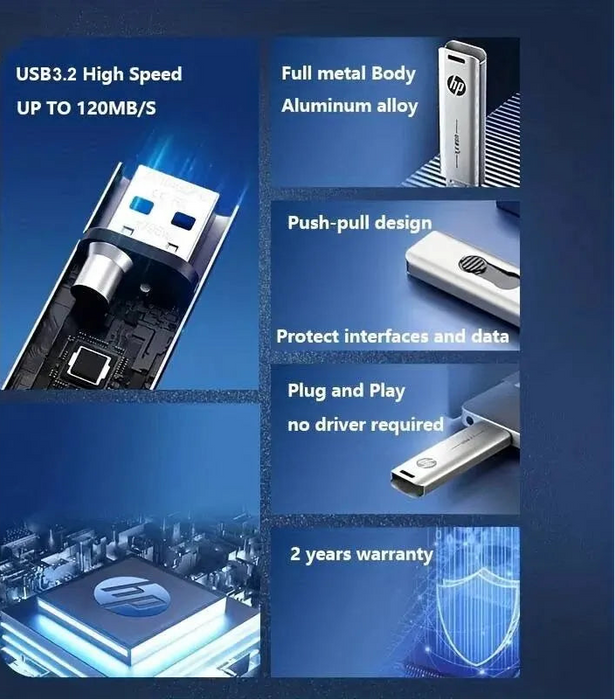 HP High Speed USB Flash Drive 32gb / 64gb Metal Design Car Music