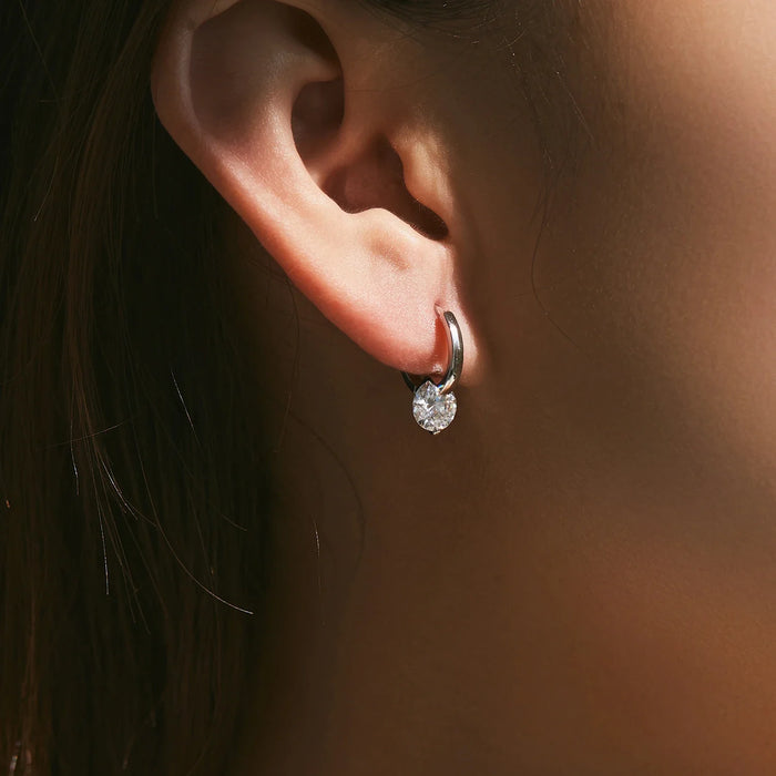 925 Sterling Silver 1.0Ct D Colour Moissanite Hoop Earrings In For Women