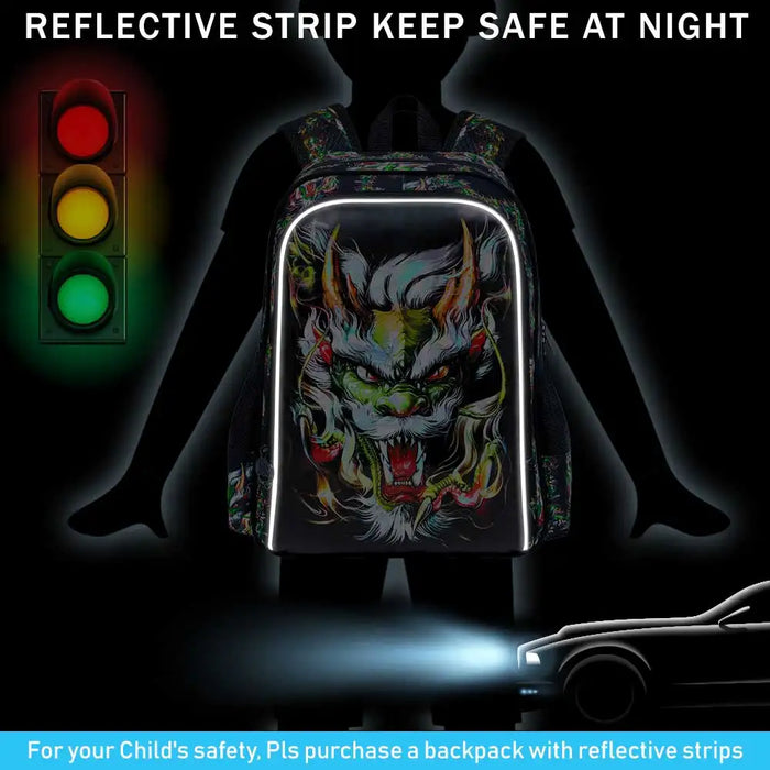 17 Inch Dinosaur Backpack Set For Teens Water Resistant With Lunch Bag