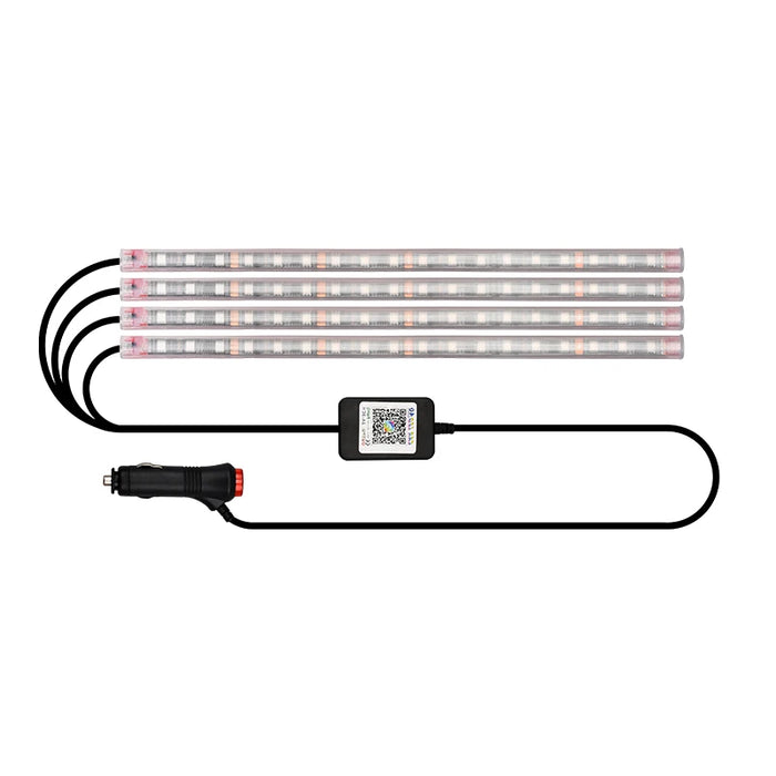 Usb Car Interior Ambient Foot Light Wireless Music Control Rgb Atmosphere Decor