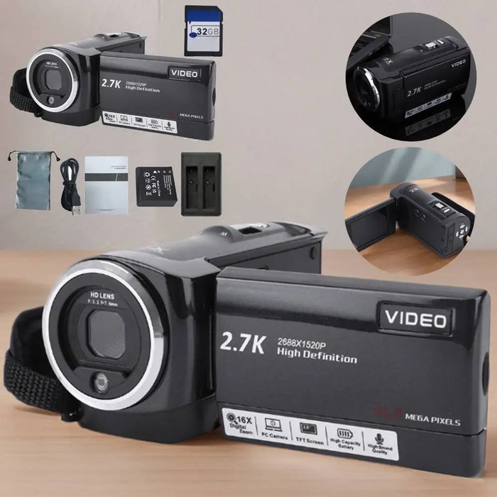 2.7K Camcorder 2.8 Inch Screen Digital Video Camera Vlogging Camera 50Mp 16X Digital Zoom Video Camera Camcorder For Outdoor
