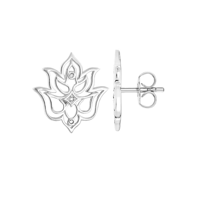 925 Sterling Silver Lotus Stud Earrings For Women