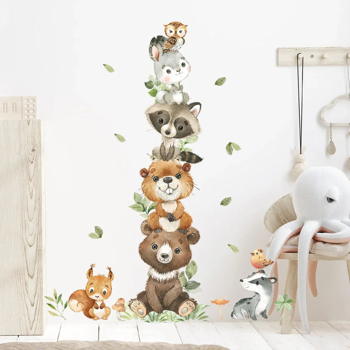 Adorable Animal Wall Stickers For Kids Room Decor