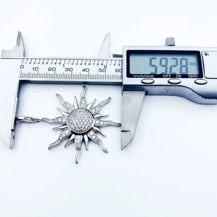 925 Sterling Silver Sun Pendant With White Cz Fashion Jewelry For Men & Women European Charm Accessory Gift