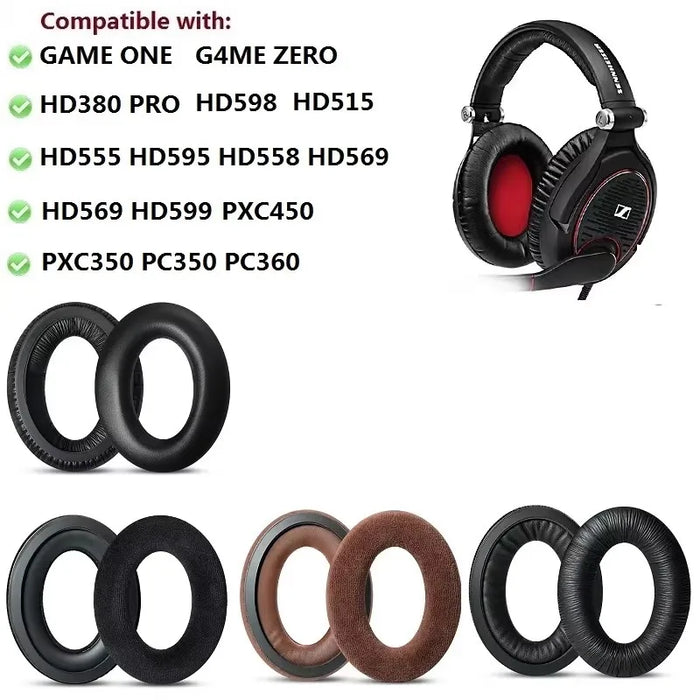 Pair of Replacement Ear Pads For Sennheiser Game One Zero Hd380 Hd598 Hd558 Pxc450 Pc360 Headphones Soft Ear Covers Earmuffs Ear Cushions