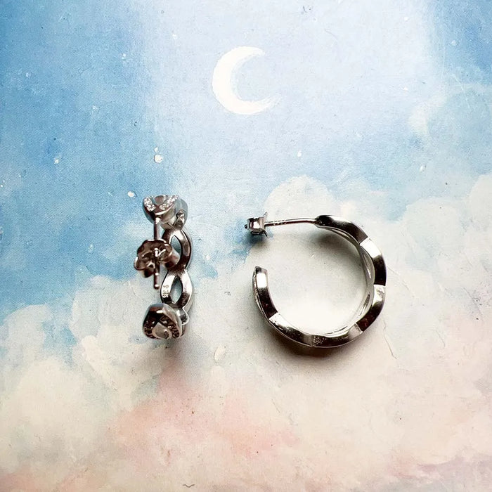 925 Sterling Silver Forever Love Hoop Earrings Real Romantic Gift For Women